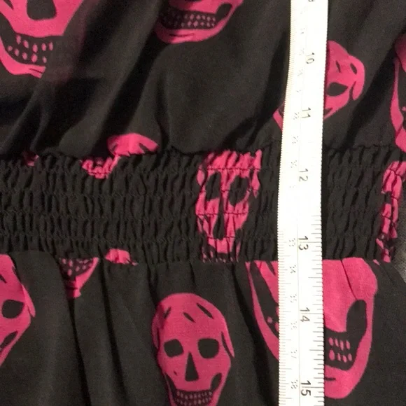 Sourpuss Black and Pink Skull High Low Dress - Picture 9 of 11